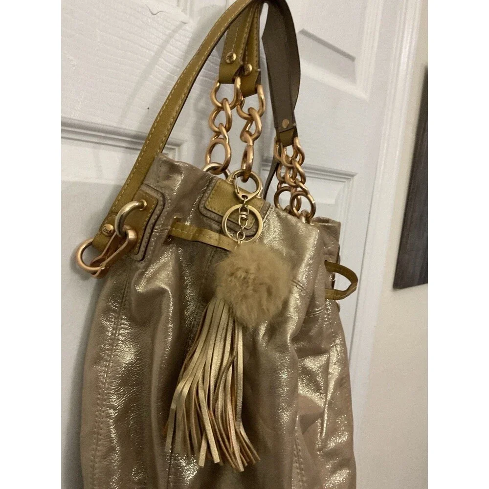 Coach Metallic Gold Leather Tote Bag - Picture 2 of 12